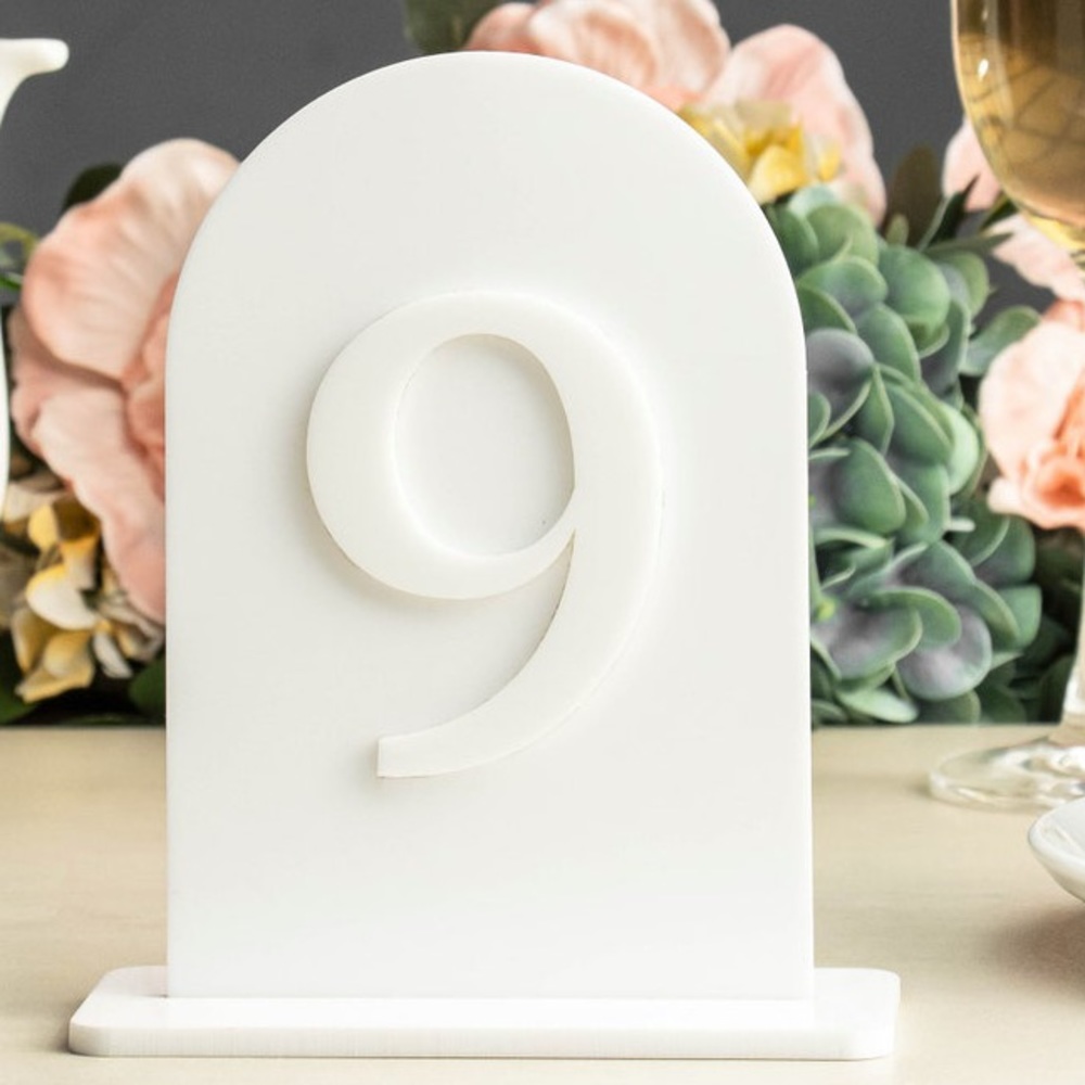White acrylic table #’s 1-15